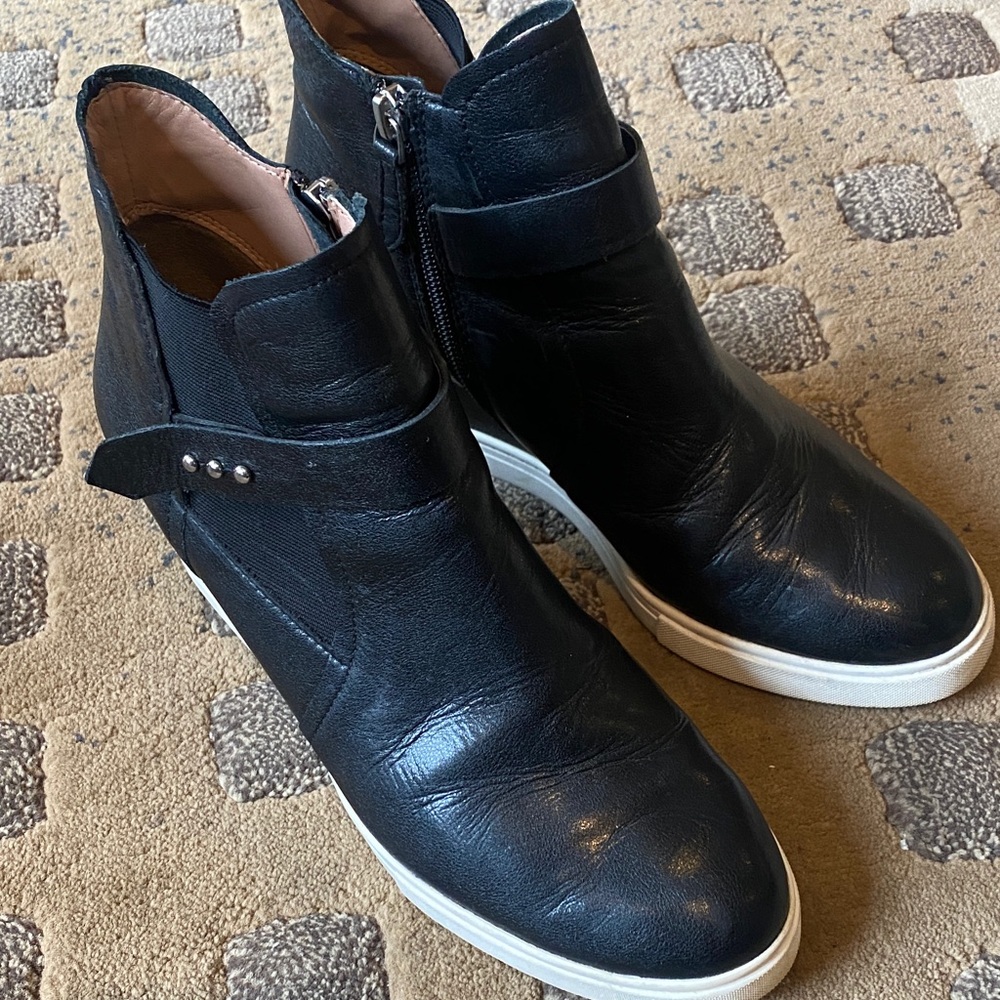 Paolo Black Ankle Boots with White Soles